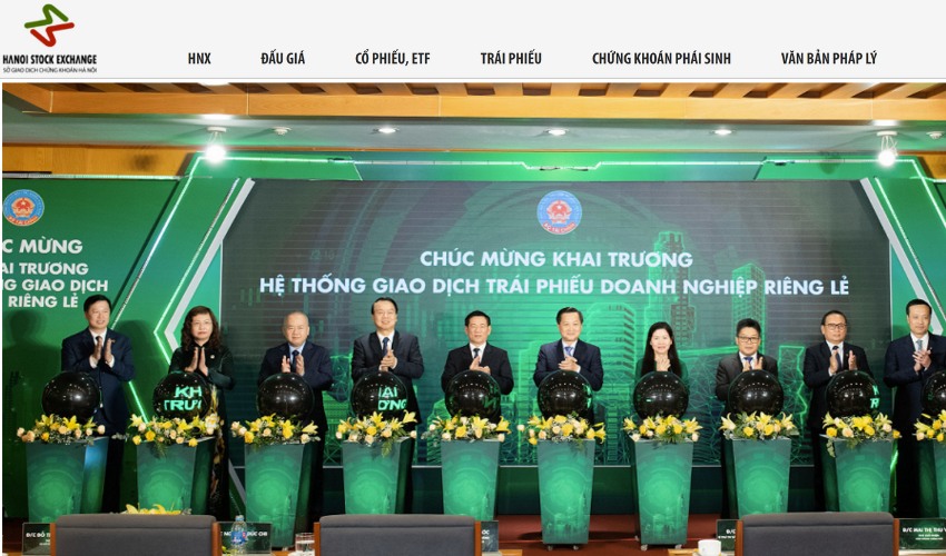 Trang web của Sở Giao dịch Chứng khoán Hà Nội 